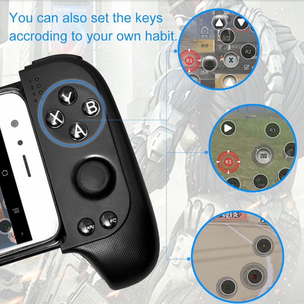Manette de Jeu Sans Fil Bluetooth Support Télescopique (40mm), 16 Boutons et Joystick Flexible - ذراع تحكم الألعاب اللاسلكية للهواتف الذكية مع مقبض قابل للتمديد - 1