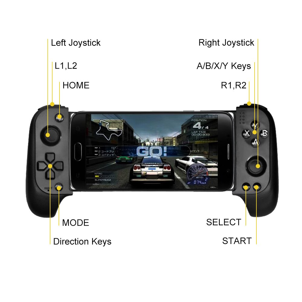Manette de Jeu Sans Fil Bluetooth Support Télescopique (40mm), 16 Boutons et Joystick Flexible - ذراع تحكم الألعاب اللاسلكية للهواتف الذكية مع مقبض قابل للتمديد - 4