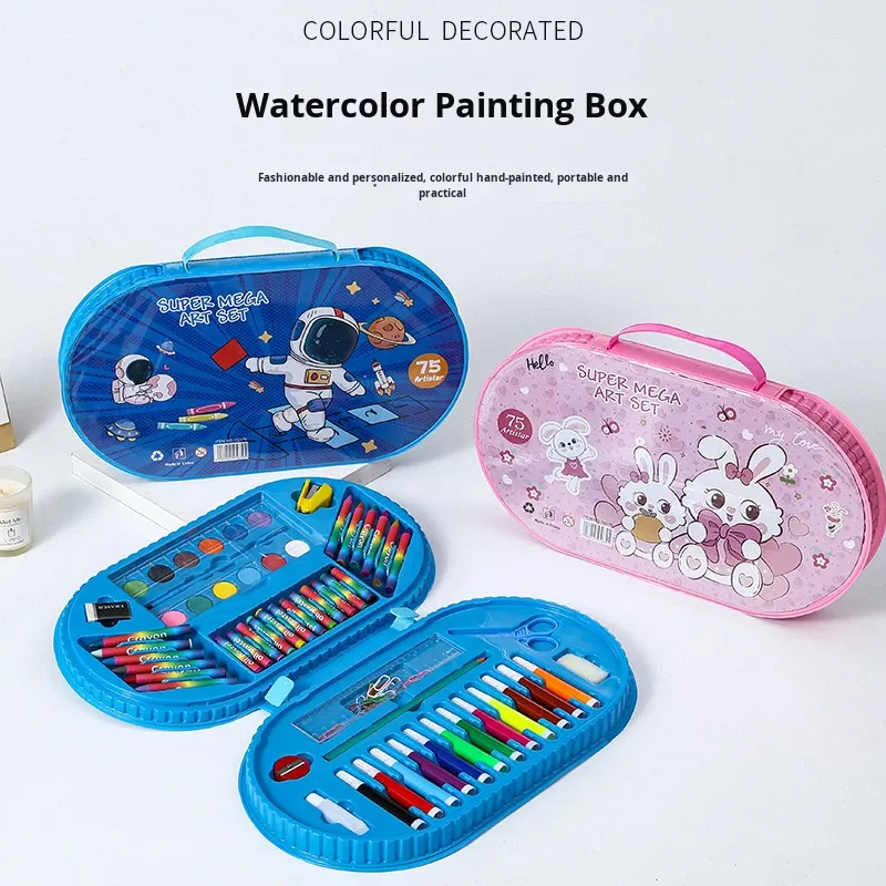 Kit d'Art Super Mega 75 Pièces pour Enfants avec Mallette de Rangement - علبة أدوات الرسم والتلوين الفاخرة للأطفال 75 قطعة مع حقيبة - 3