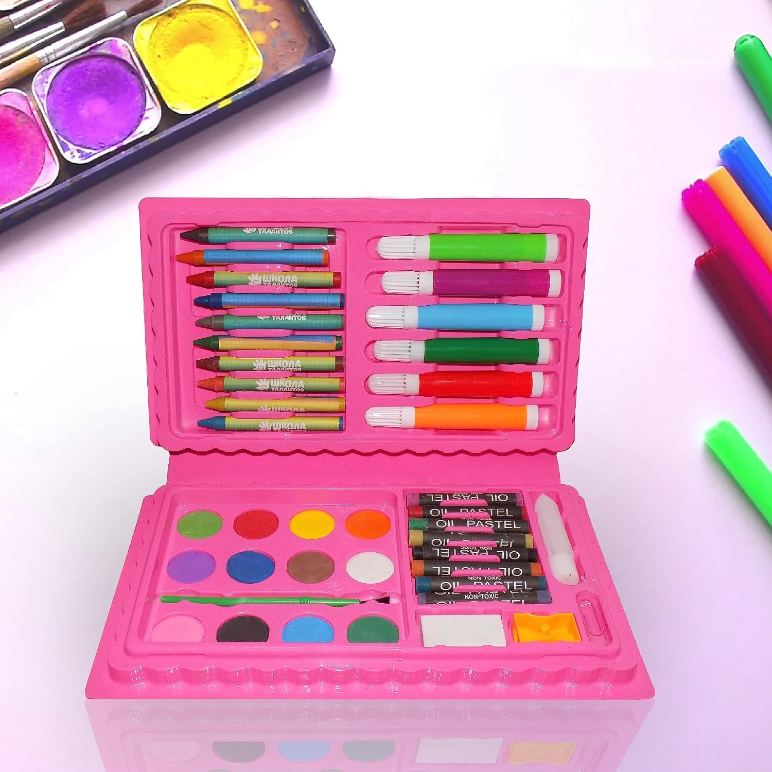 Kit d'Art Complet Peinture pour Enfants 42Pcs - علبة أدوات الرسم والتلوين الشاملة للأطفال مع حقيبة محمولة 10