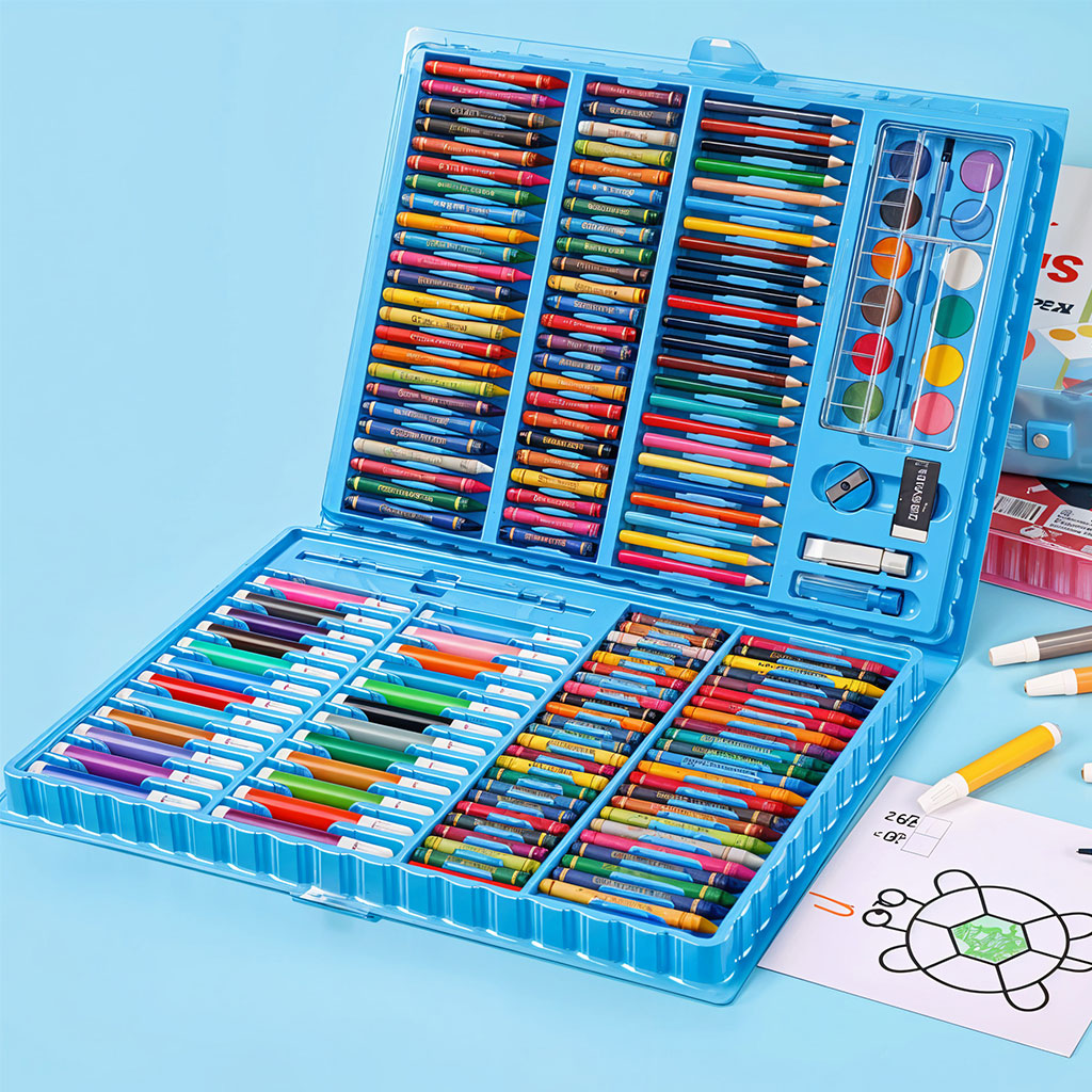 Kit d'Art et Coloriage Complet 178 Pièces de Dessin pour Enfants et Artistes - علبة أدوات الرسم والتلوين الشاملة الفاخرة للأطفال والمبتدئين