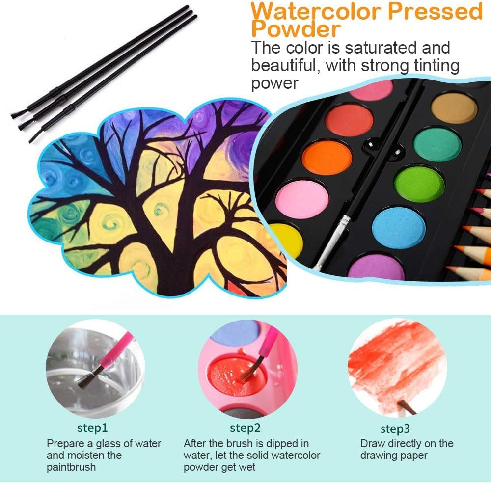 Kit d'Art et Coloriage Complet 178 Pièces de Dessin pour Enfants et Artistes - علبة أدوات الرسم والتلوين الشاملة الفاخرة للأطفال والمبتدئين - 7