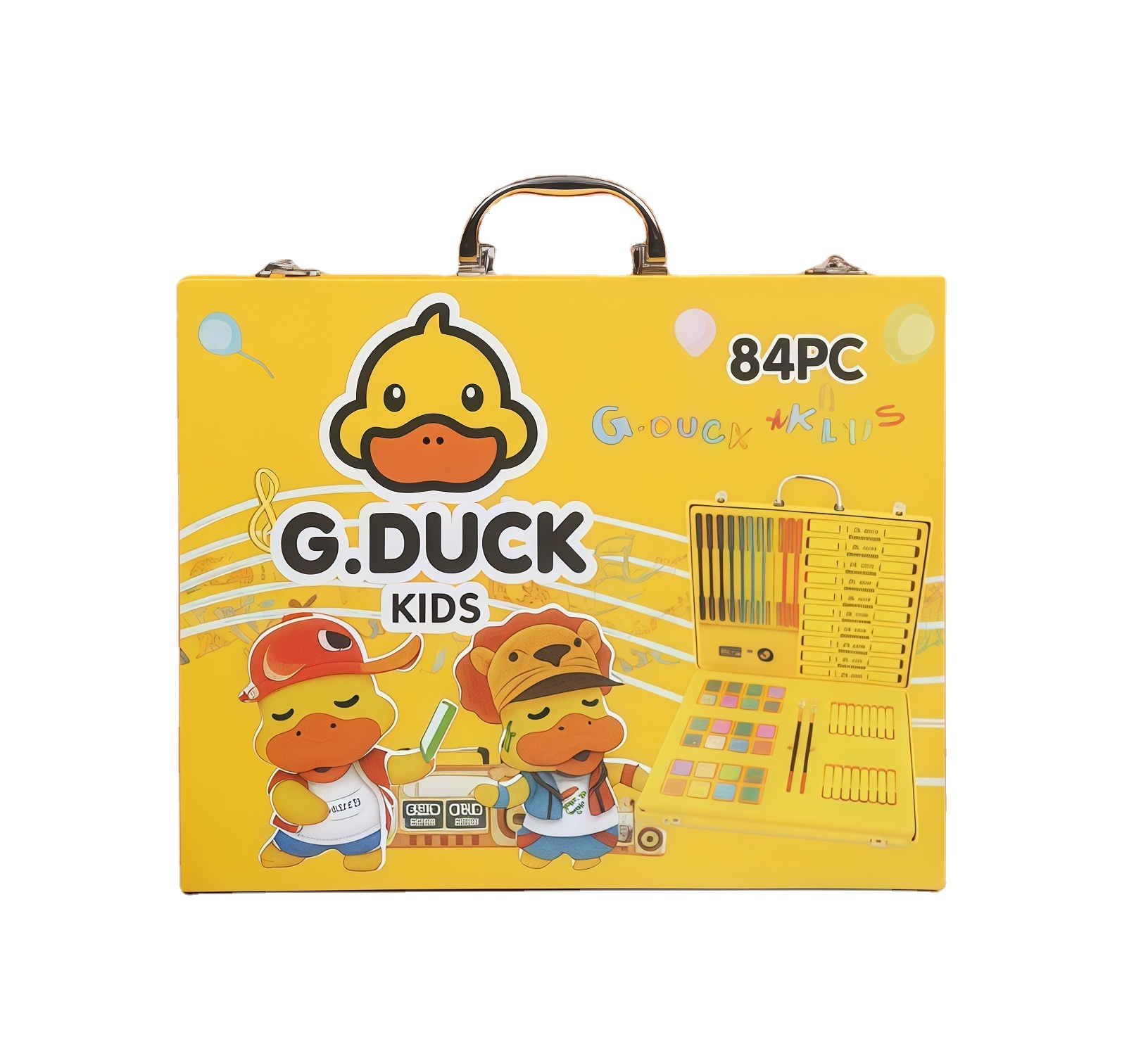 Coffret d'Art Peinture et Coloriage pour Enfants Mallette Canard Jaune - علبة أدوات الرسم والتلوين للأطفال مع حقيبة 5