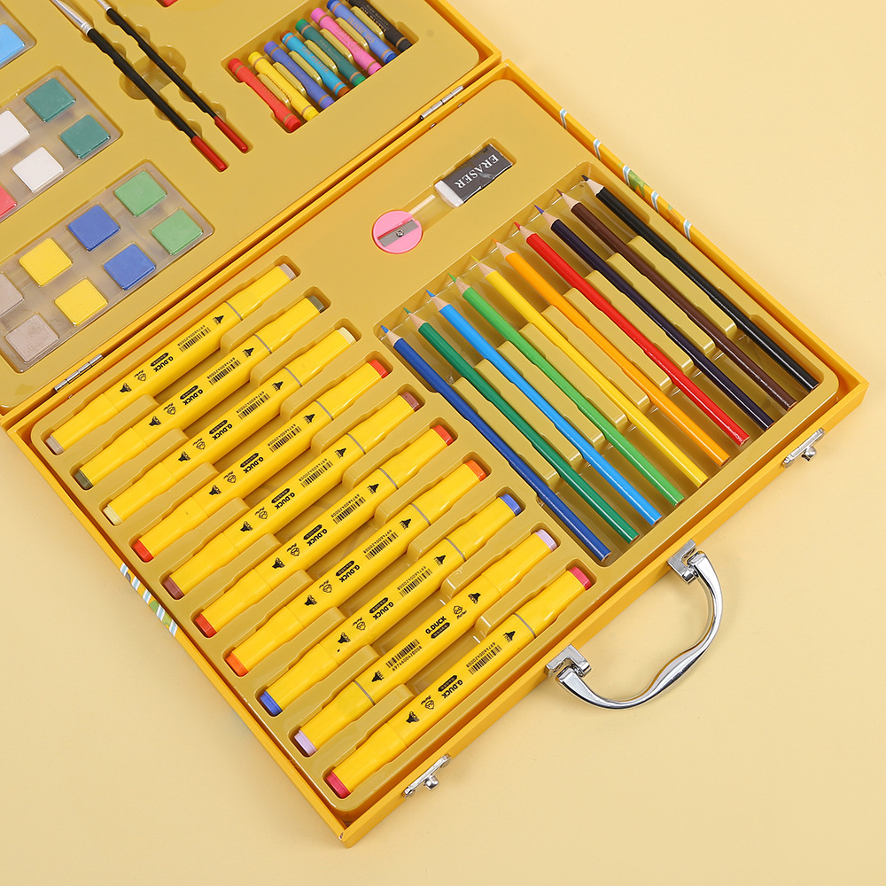 Coffret d'Art Peinture et Coloriage pour Enfants Mallette Canard Jaune - علبة أدوات الرسم والتلوين للأطفال مع حقيبة 11