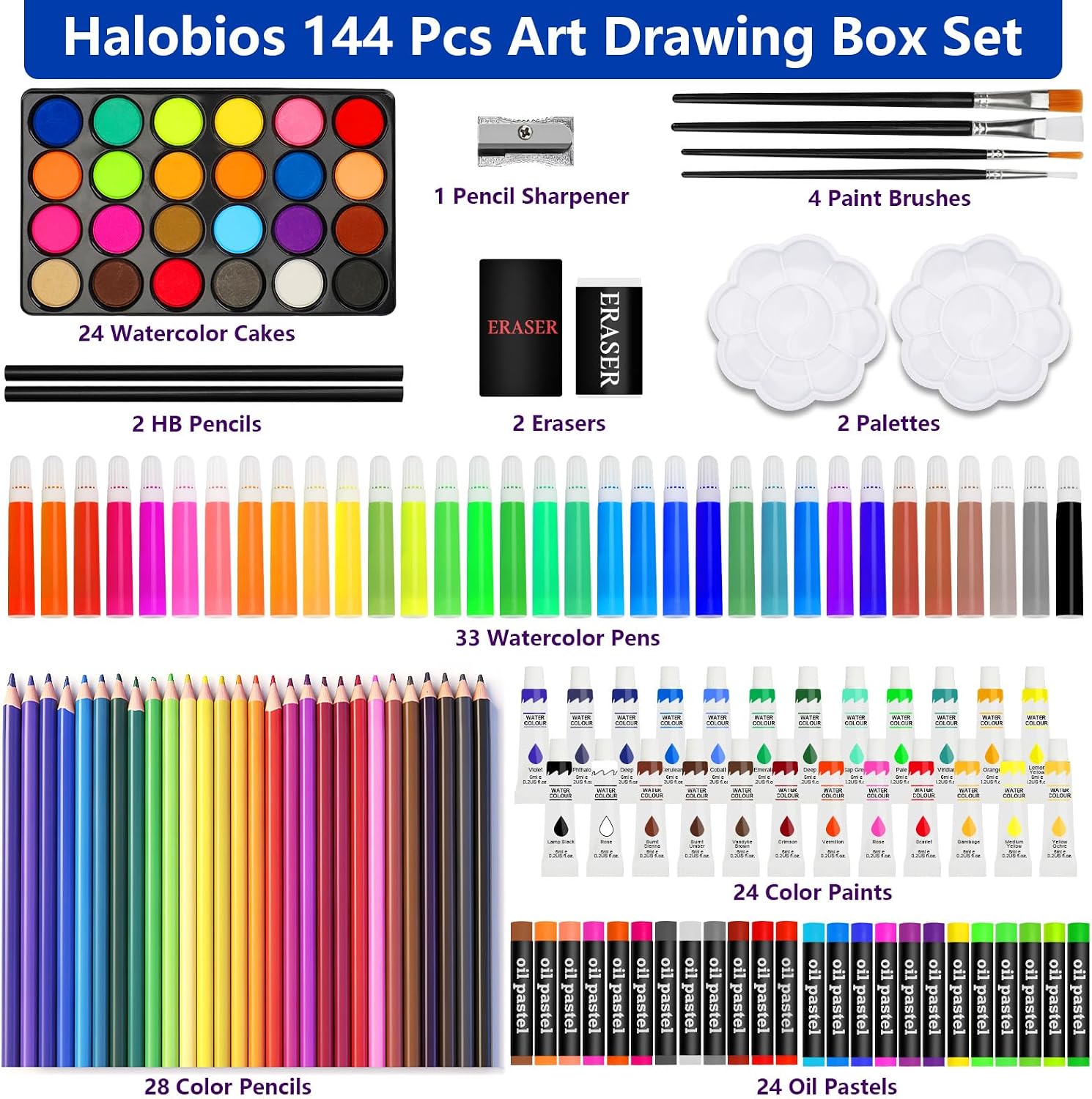 Coffret d'Art Deluxe 144 Pièces avec Mallette Portable - علبة أدوات الرسم والتلوين الفاخرة 144 قطعة داخل حقيبة - 2