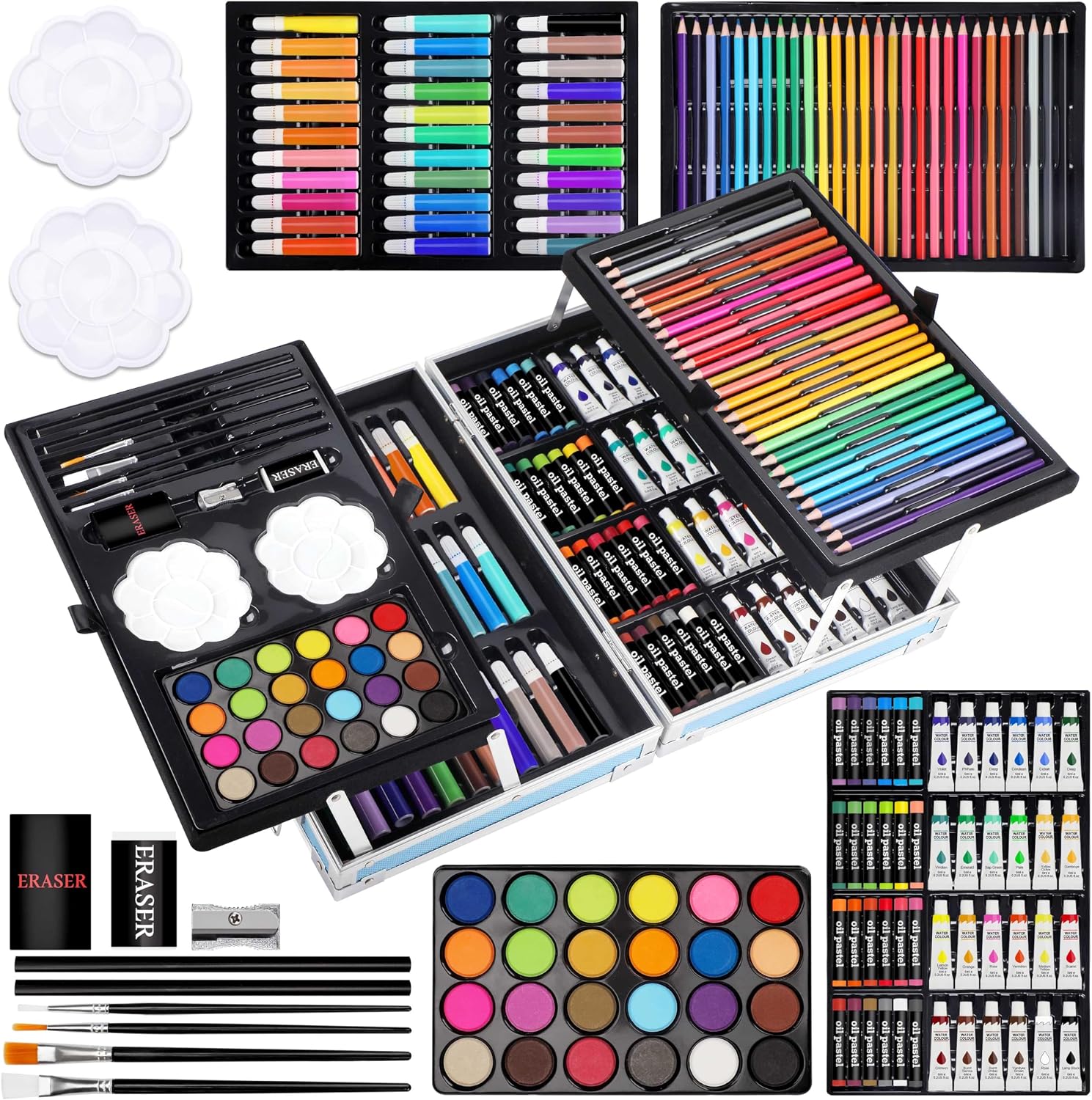 Coffret d'Art Deluxe 144 Pièces avec Mallette Portable - علبة أدوات الرسم والتلوين الفاخرة 144 قطعة داخل حقيبة 2