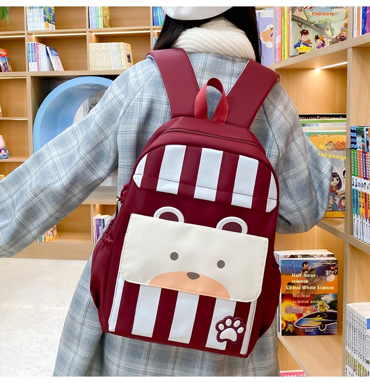 Ensemble de sacs d’école Kawai pour adolescents 3Pcs Ours Grenat – محفظة 3 قطع كاواي - 1