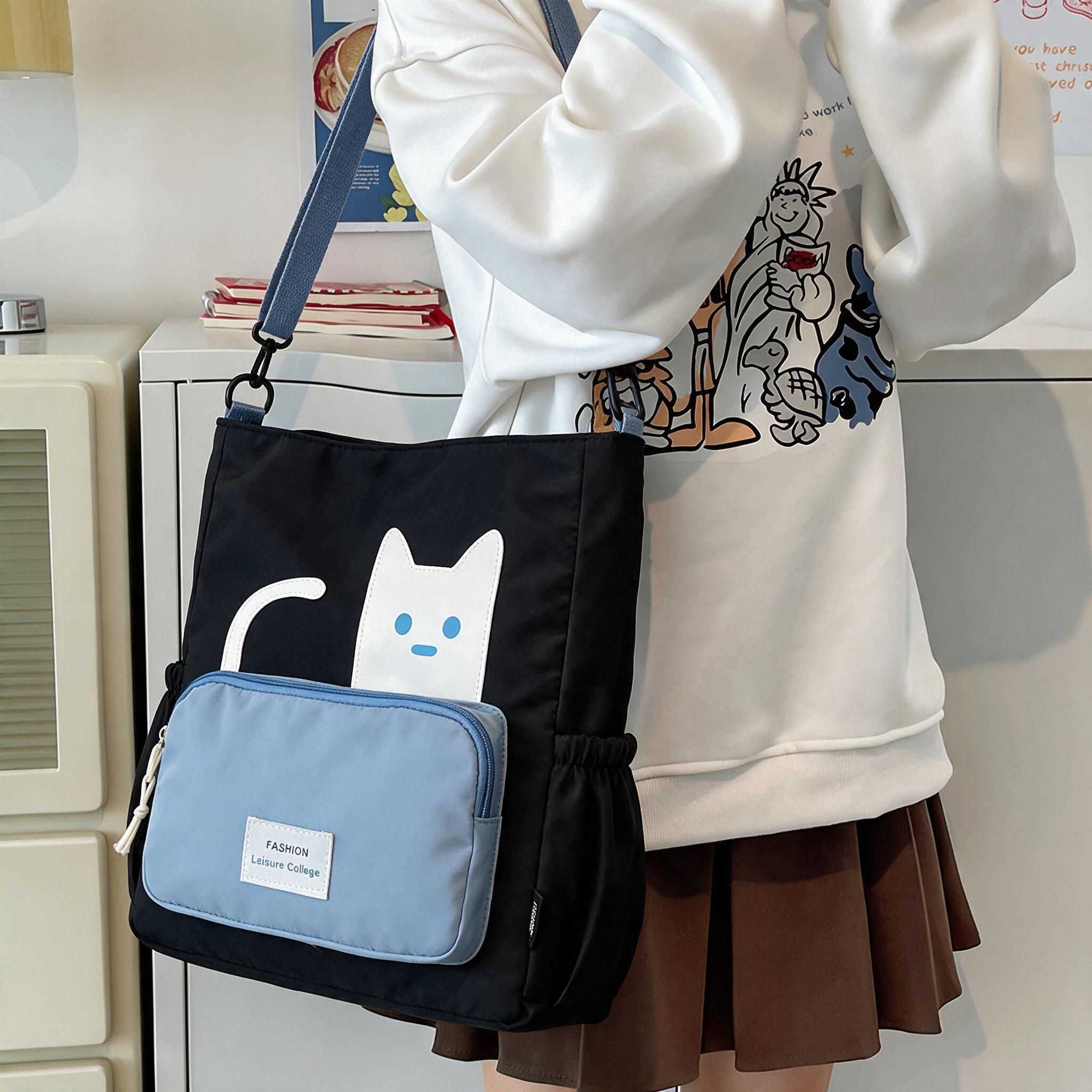 Sac Cabas Femme Motif Chat Grande Capacité pour Shopping et Quotidien - حقيبة يد نسائية