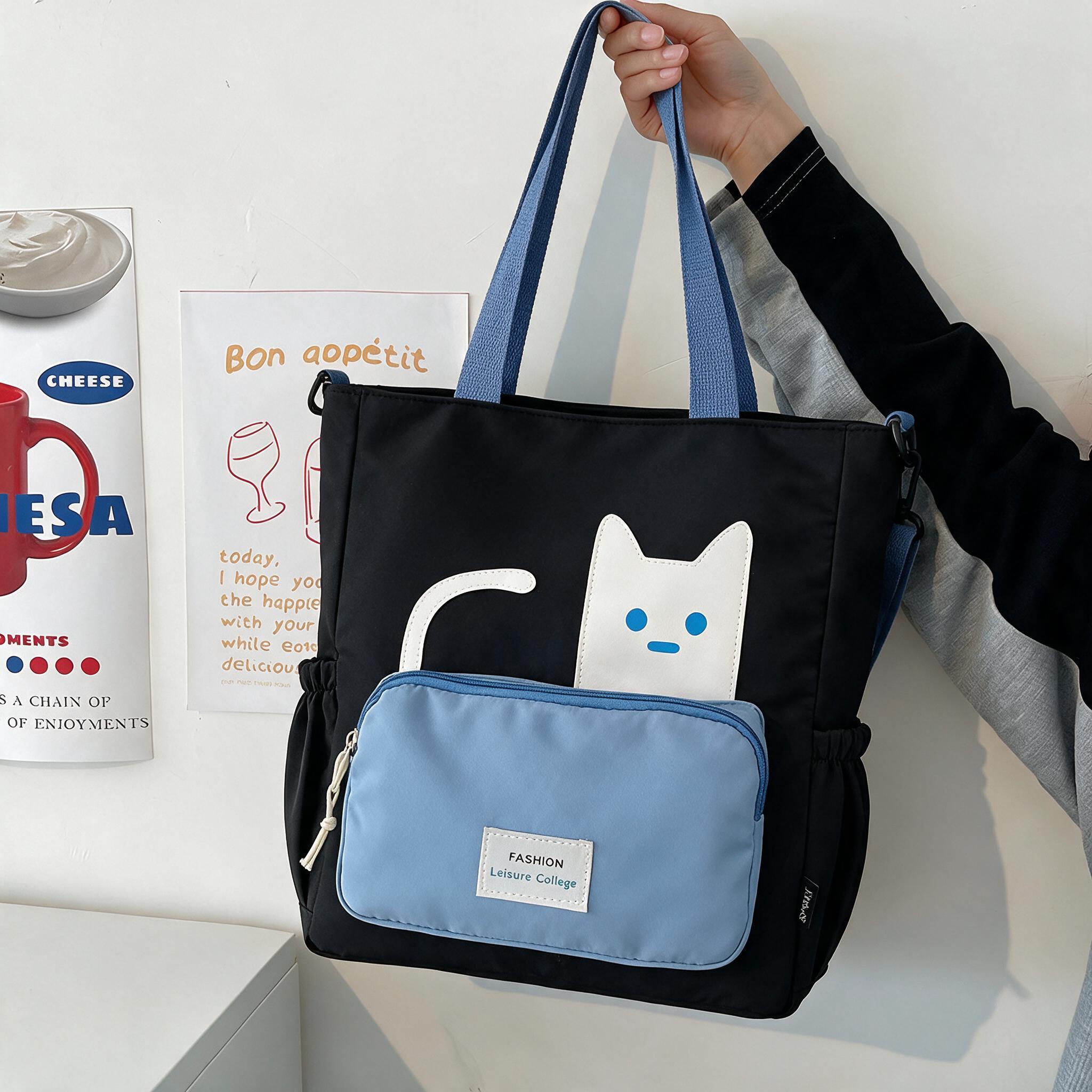 Sac Cabas Femme Motif Chat Grande Capacité pour Shopping et Quotidien - حقيبة يد نسائية 4