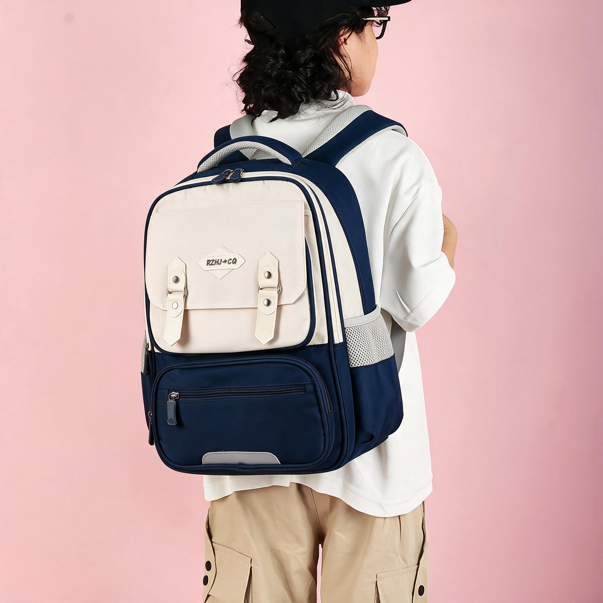 Sac à Dos Scolaire Style Kawaii Grand Volume Tissu Imperméable Bleu Nuit SACKDS38BLN - حقيبة مدرسية بتصميم كاوايي