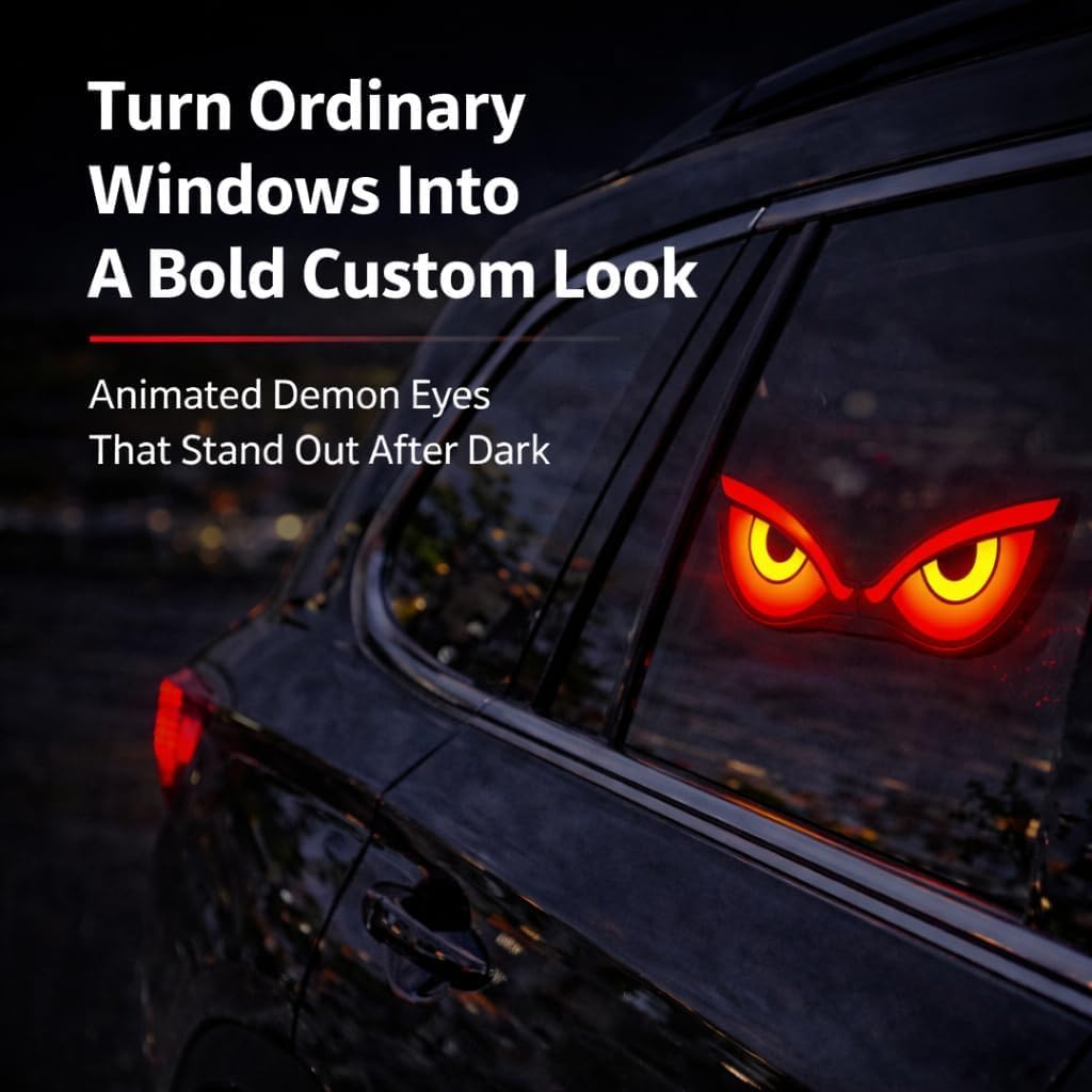 Lampe Signale de Fenêtre Voiture Motif Devil Eye Énergie Solaire et Type-C - مصباح نافذة السيارة ليلي يعمل بالطاقة الشمسية - 1