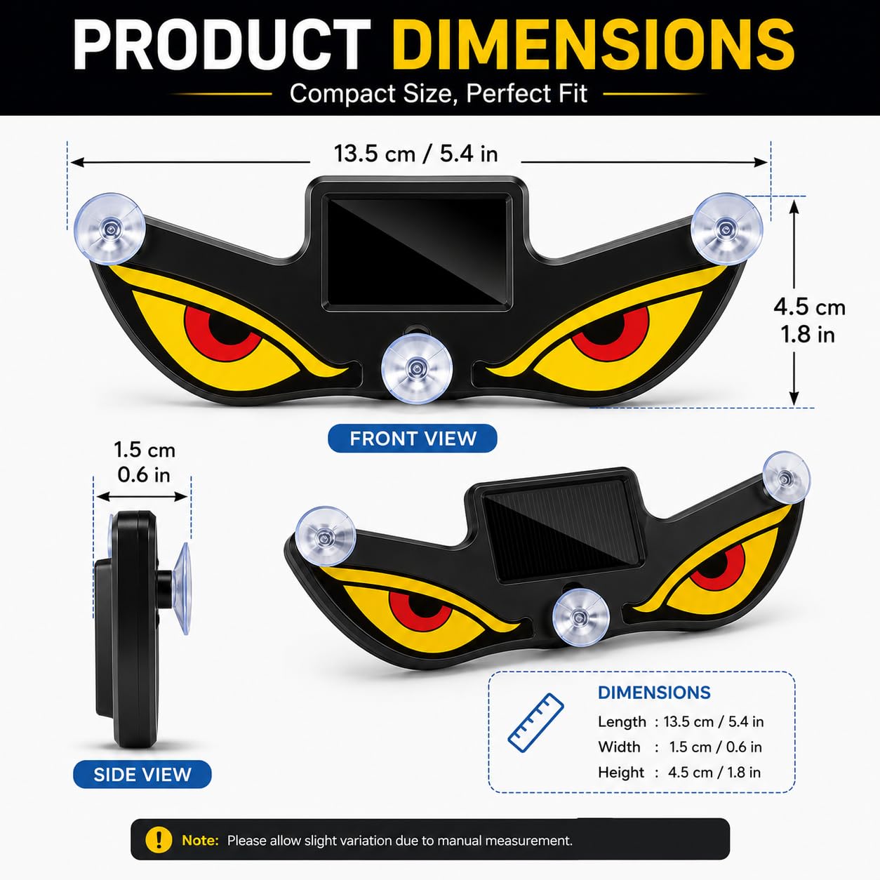 Lampe Signale de Fenêtre Voiture Motif Devil Eye Énergie Solaire et Type-C - مصباح نافذة السيارة ليلي يعمل بالطاقة الشمسية - 6