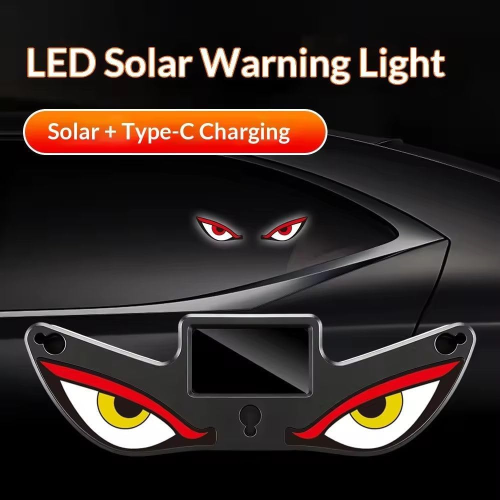 Lampe Signale de Fenêtre Voiture Motif Devil Eye Énergie Solaire et Type-C - مصباح نافذة السيارة ليلي يعمل بالطاقة الشمسية 5