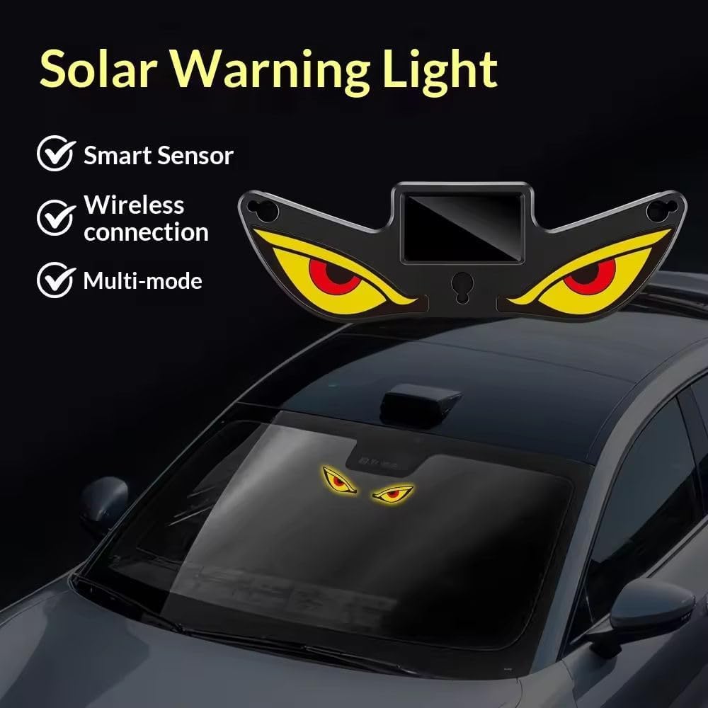 Lampe Signale de Fenêtre Voiture Motif Devil Eye Énergie Solaire et Type-C - مصباح نافذة السيارة ليلي يعمل بالطاقة الشمسية 11
