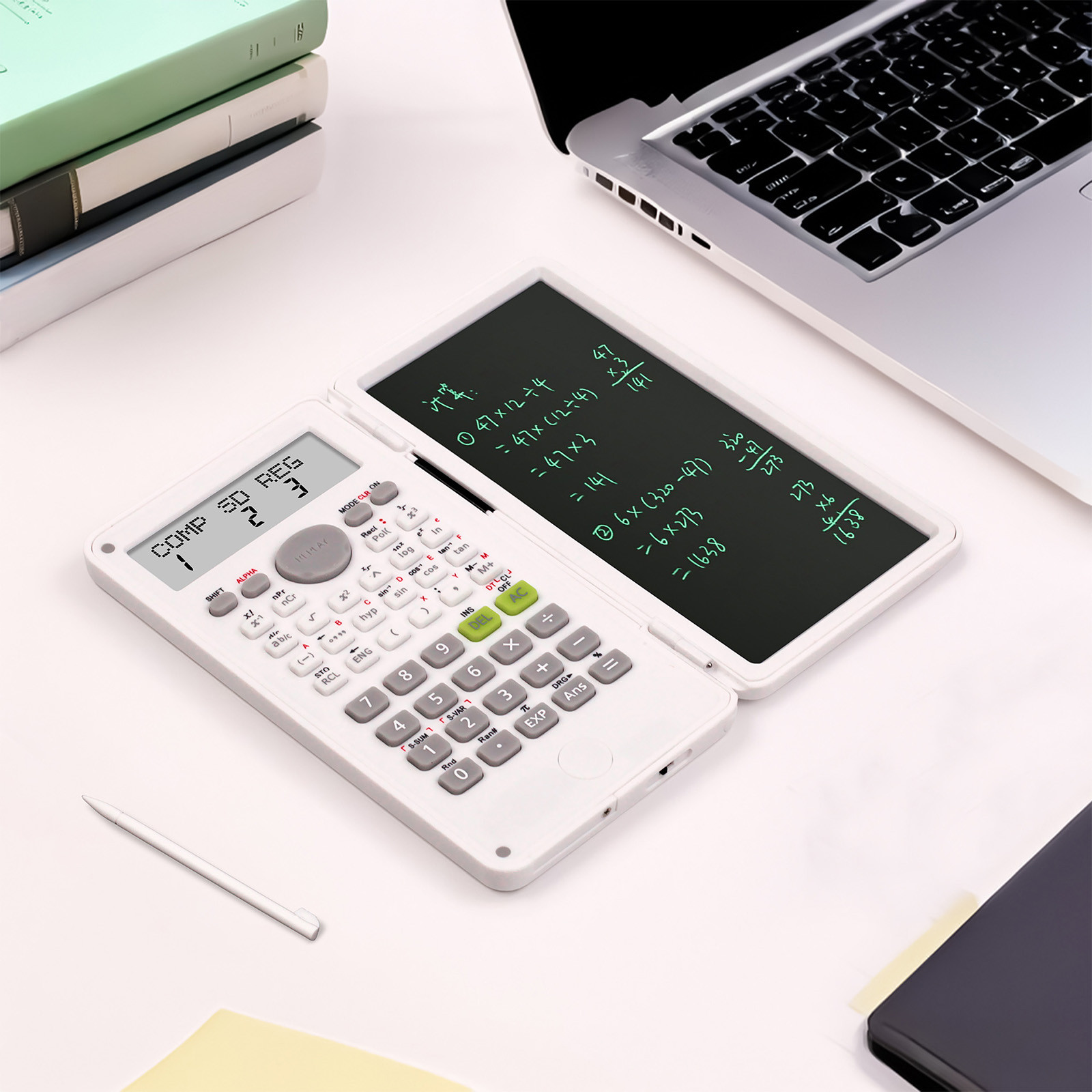 Calculatrice Scientifique 2en1 (240 Fonctions) avec Tapis d'Écriture LCD 6P et Stylet Intégré - حاسبة علمية متطورة 2 في 1 مع لوح كتابة وملاحظات - 3