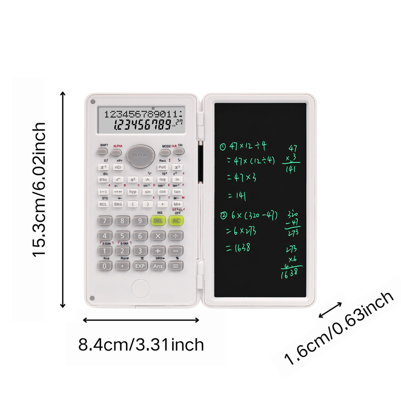 Calculatrice Scientifique 2en1 (240 Fonctions) avec Tapis d'Écriture LCD 6P et Stylet Intégré - حاسبة علمية متطورة 2 في 1 مع لوح كتابة وملاحظات - 2