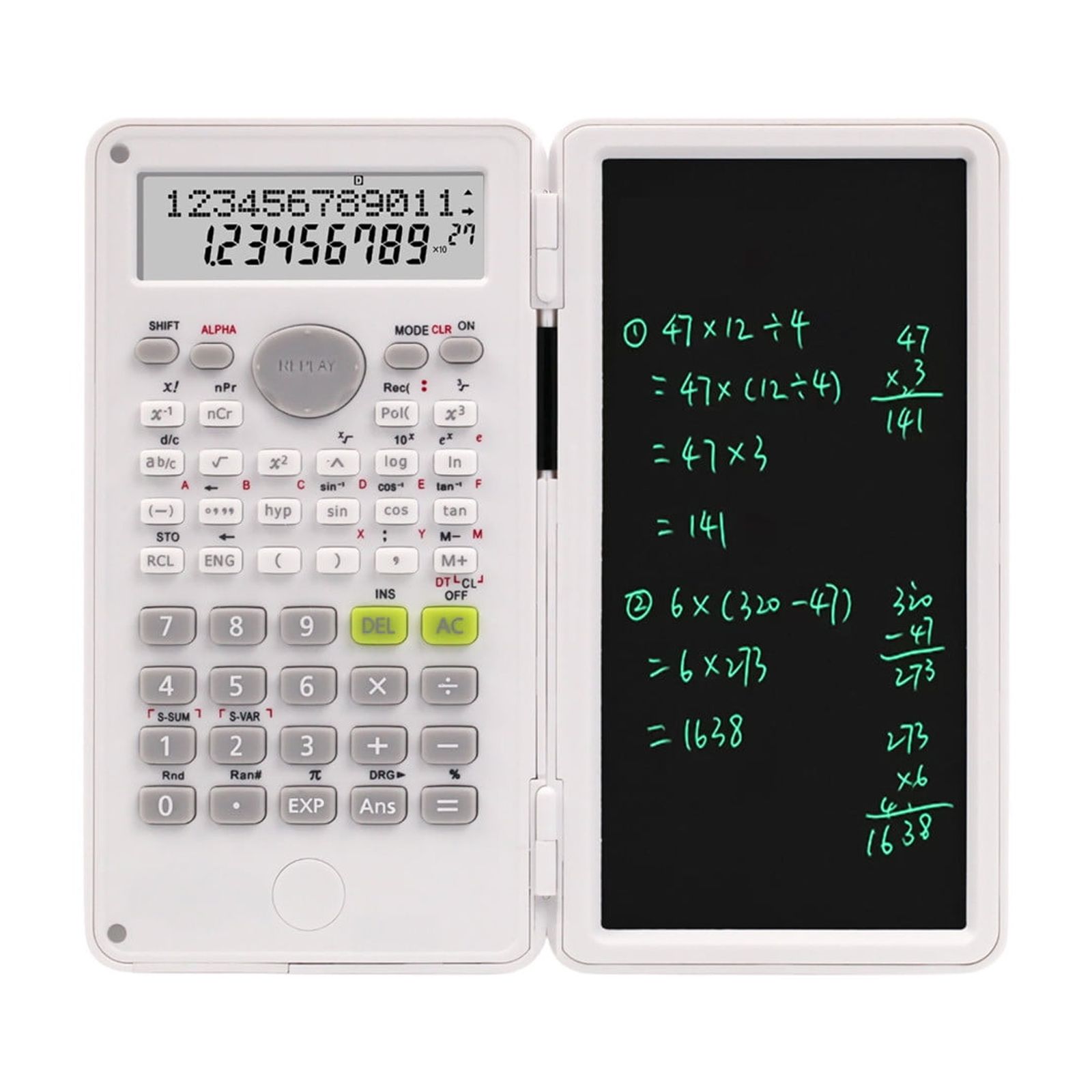 Calculatrice Scientifique 2en1 (240 Fonctions) avec Tapis d'Écriture LCD 6P et Stylet Intégré - حاسبة علمية متطورة 2 في 1 مع لوح كتابة وملاحظات - 4