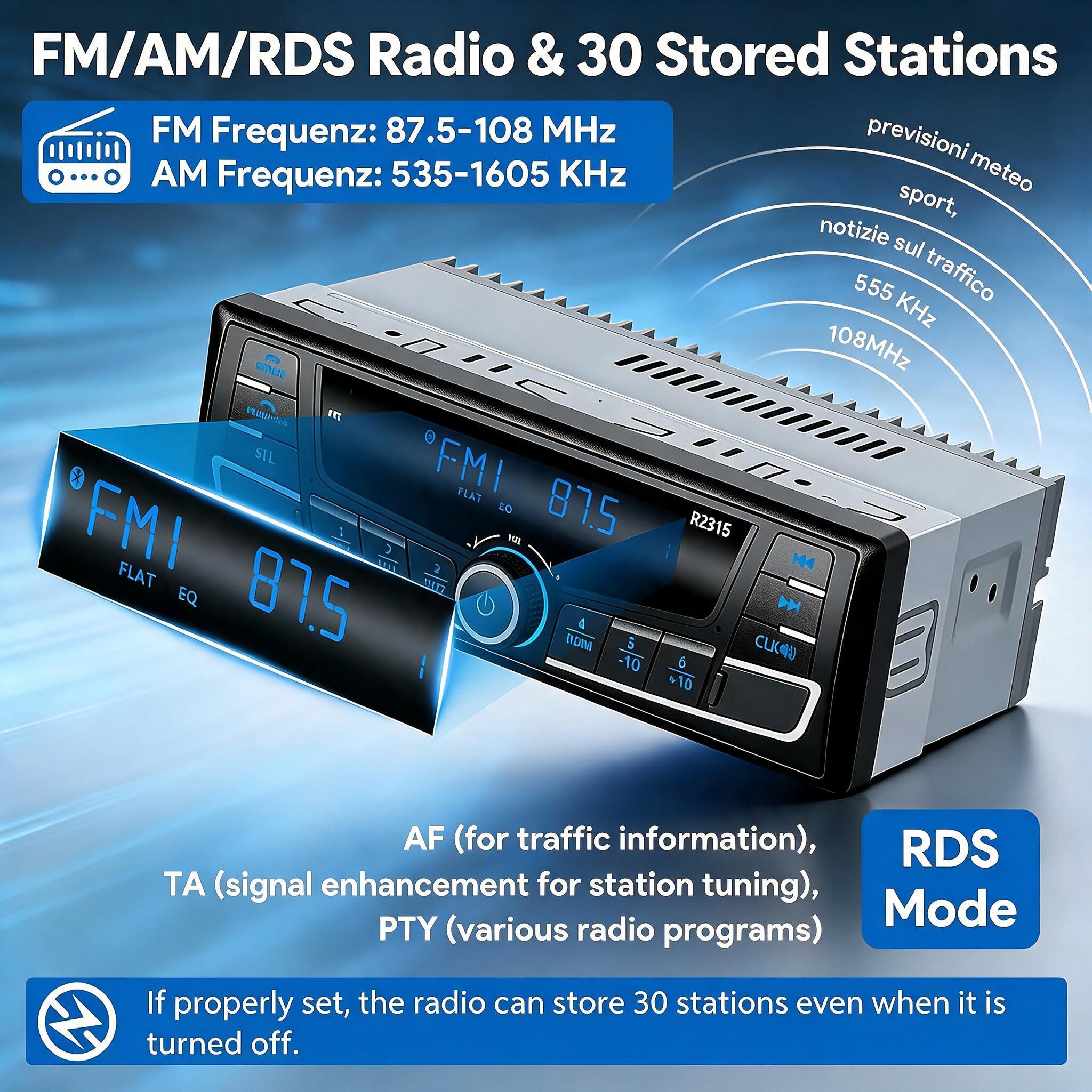 Autoradio Bluetooth 1-DIN avec Égaliseur DSP et Éclairage 7 Couleurs SP0707 - راديو سيارة بلوتوث مع ميزان صوت وإضاءة 7 ألوان - 7