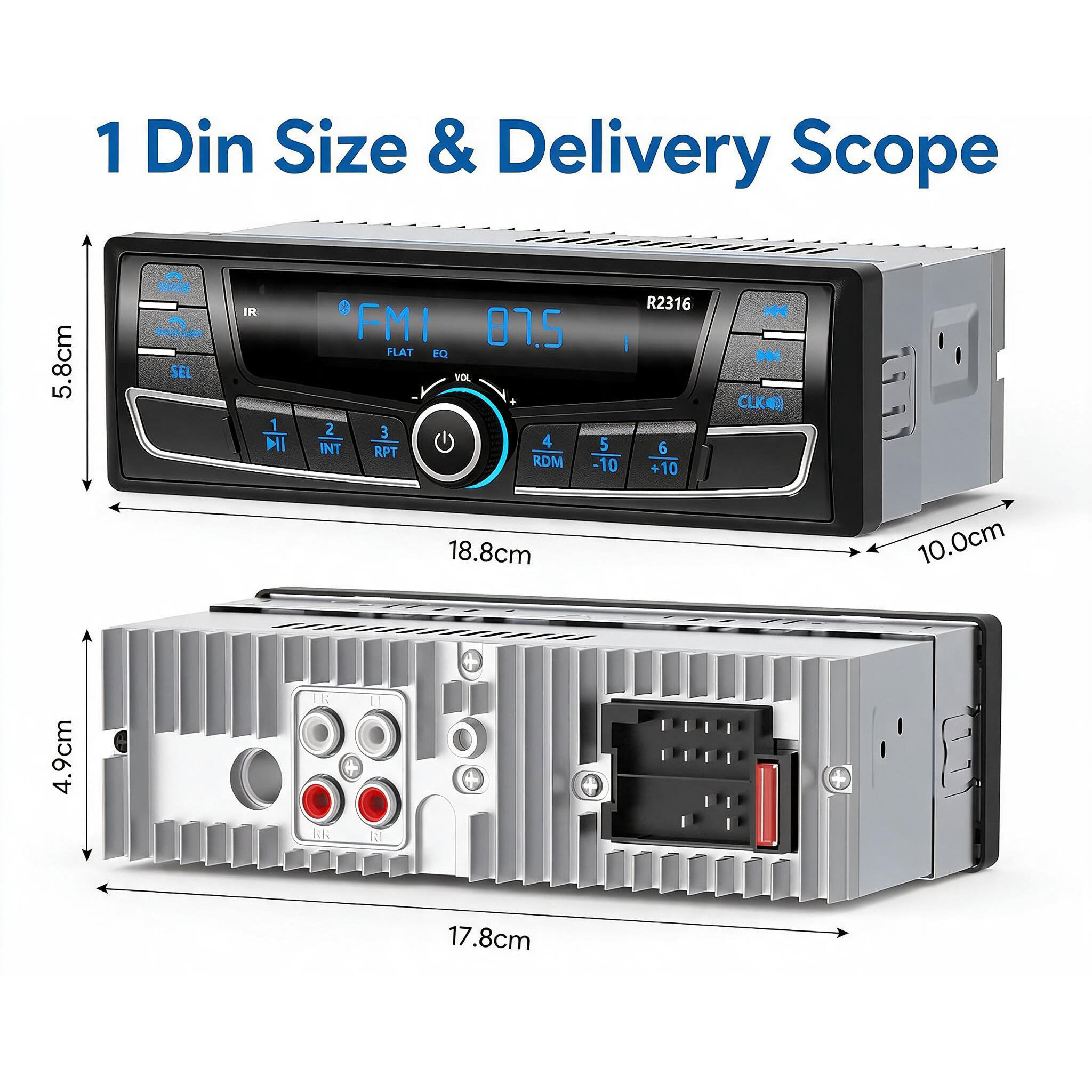 Autoradio Bluetooth 1-DIN avec Égaliseur DSP et Éclairage 7 Couleurs SP0707 - راديو سيارة بلوتوث مع ميزان صوت وإضاءة 7 ألوان 7