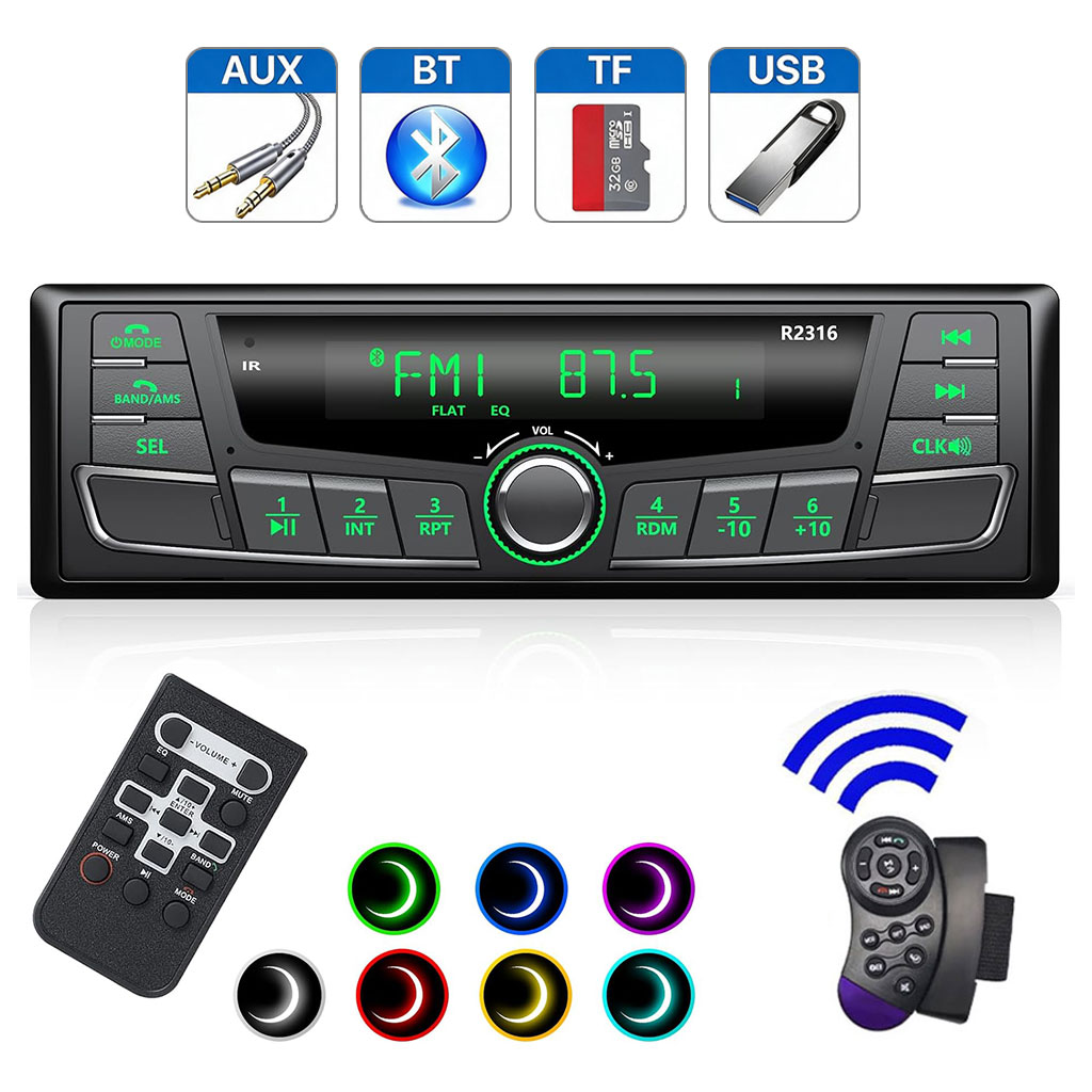 Autoradio Bluetooth 1-DIN avec Égaliseur DSP et Éclairage 7 Couleurs SP0707 - راديو سيارة بلوتوث مع ميزان صوت وإضاءة 7 ألوان 1