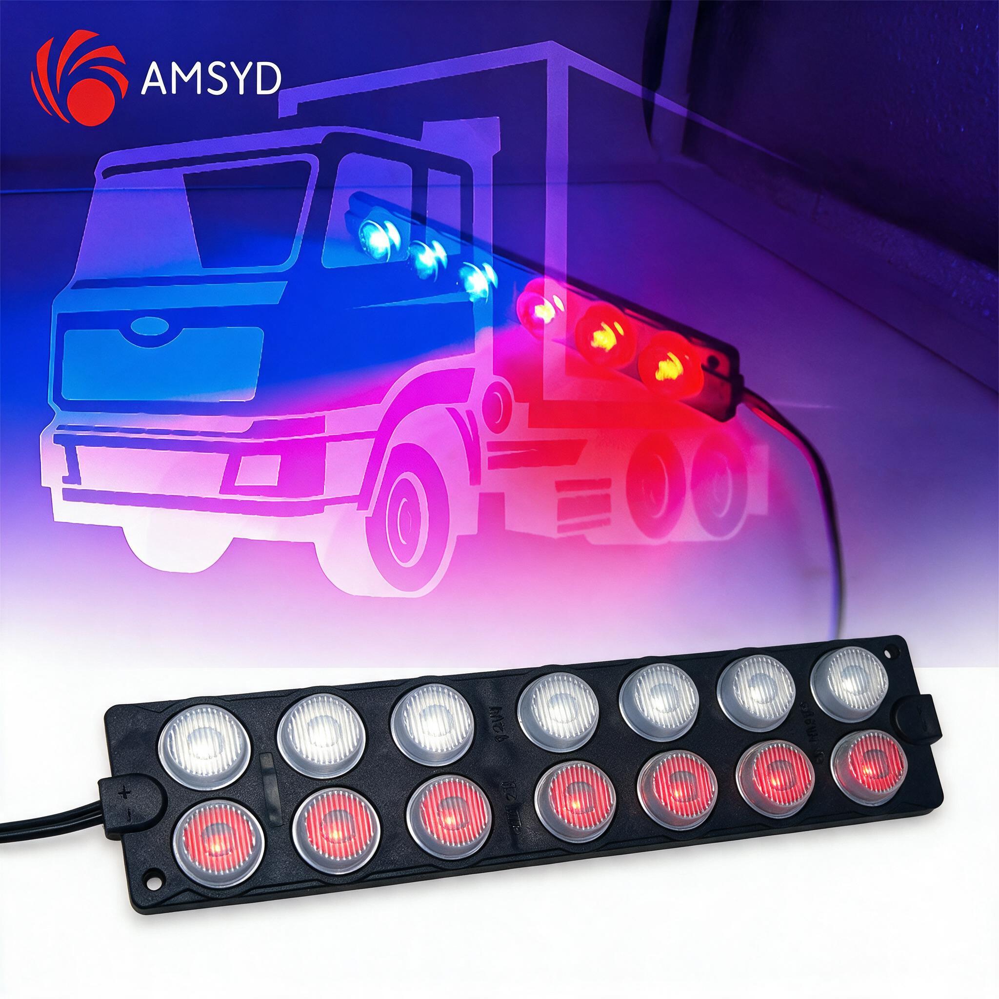 Feux stroboscopiques 12LED 12-24V 2 Couleur pour Véhicules et Camions 1Pcs - شريط إضاءة تحذيري مدمج للسيارات والشاحنات - 1