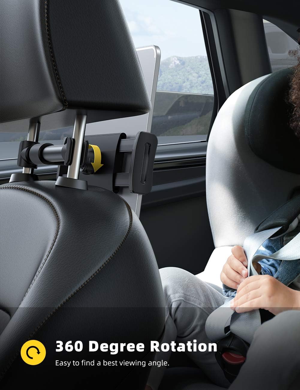 Support de Voiture pour Appui-Tête Tablettes et Smartphones avec Accès Chargeur - حامل هاتف وتابلت لمقعد السيارة الخلفي قابل للدوران 360 درجة - 6