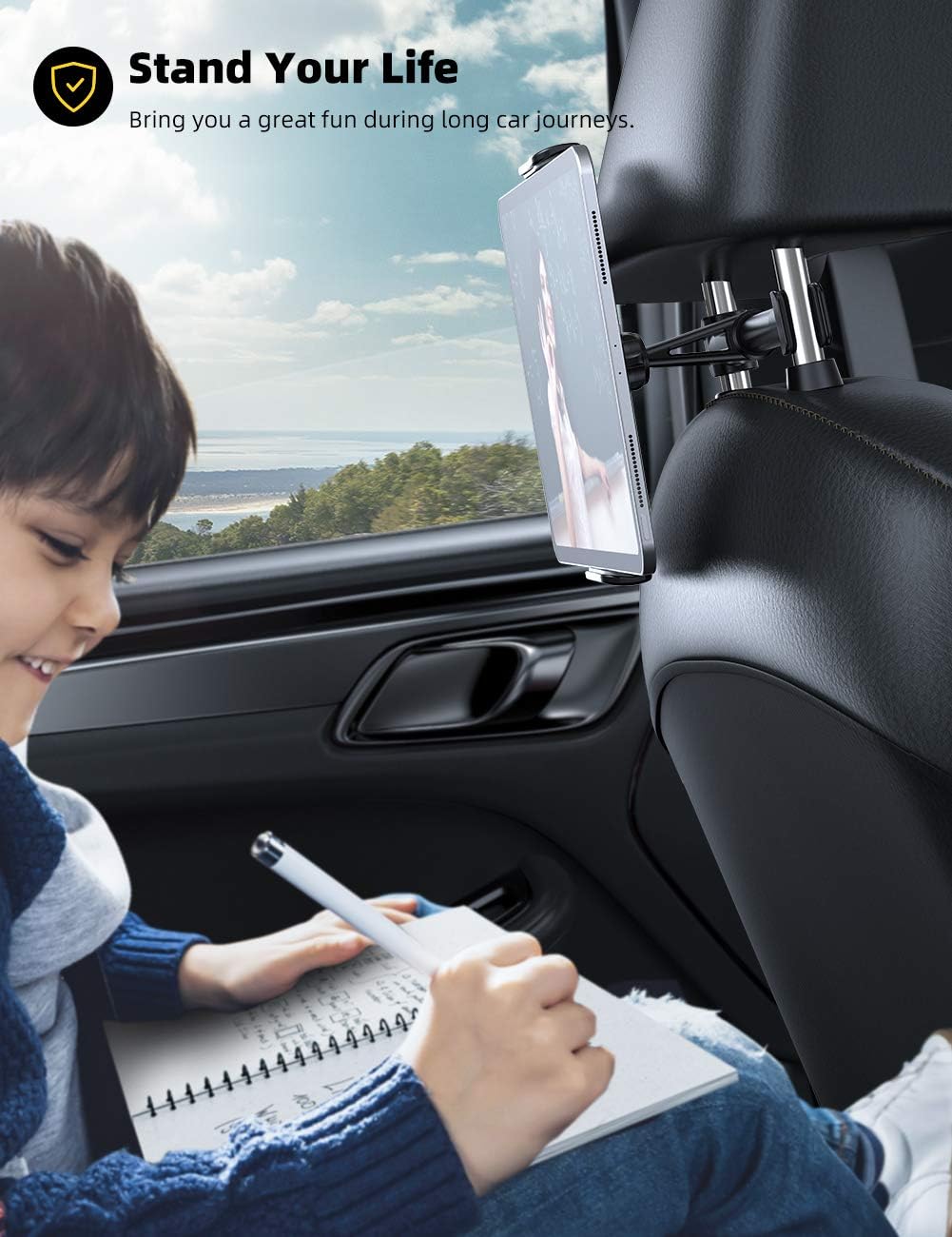 Support de Voiture pour Appui-Tête Tablettes et Smartphones avec Accès Chargeur - حامل هاتف وتابلت لمقعد السيارة الخلفي قابل للدوران 360 درجة - 9