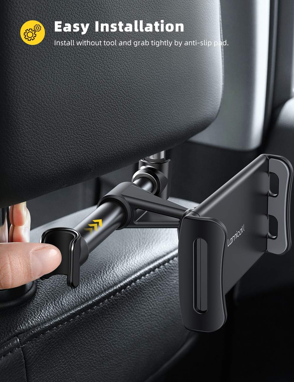 Support de Voiture pour Appui-Tête Tablettes et Smartphones avec Accès Chargeur - حامل هاتف وتابلت لمقعد السيارة الخلفي قابل للدوران 360 درجة - 11