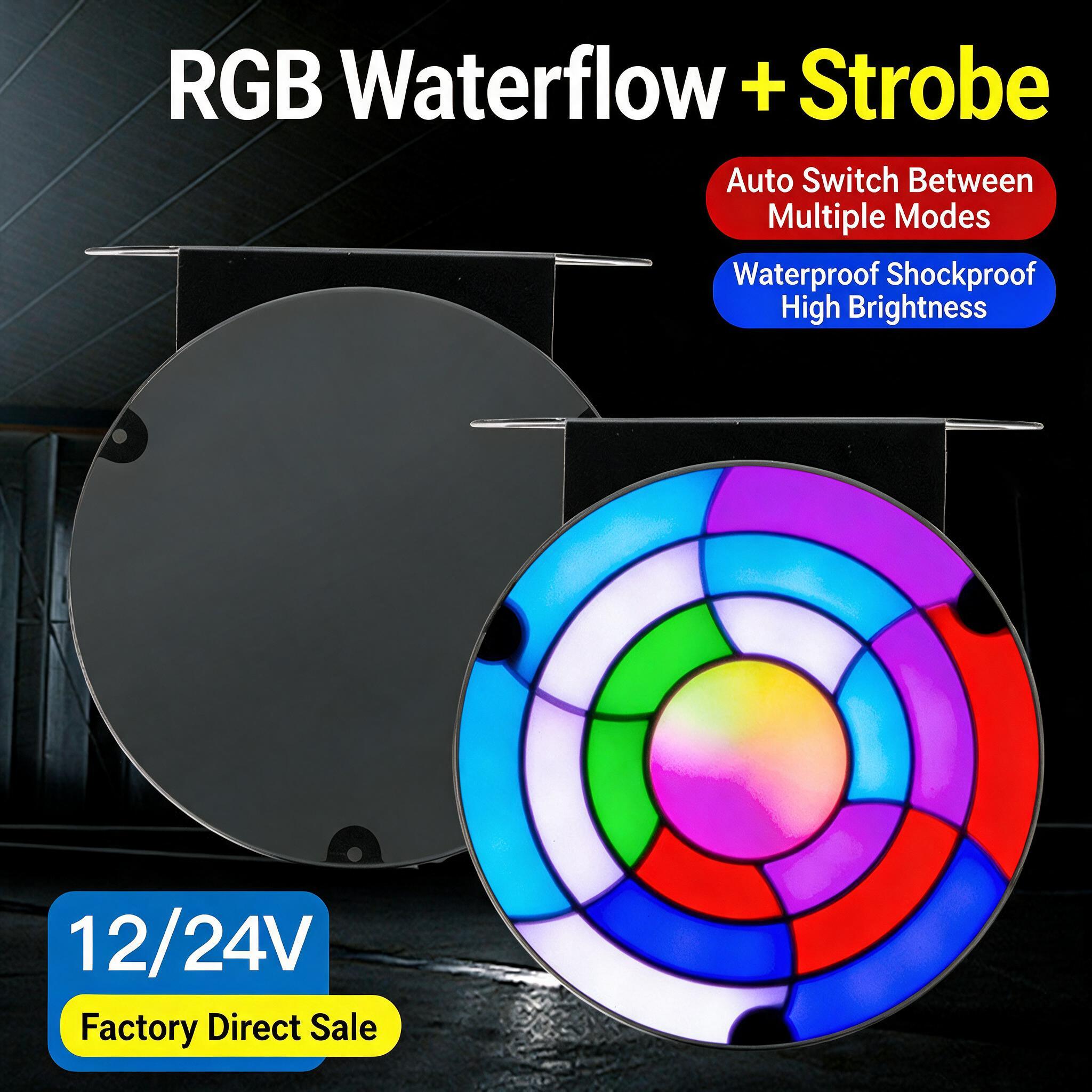 Feux Arrière LED RGB Séquentiels pour Camion 12V/24V 2 pcs Rainbow - مصابيح خلفية تحذيرية للشاحنات ملونة (قطعتين) - 4