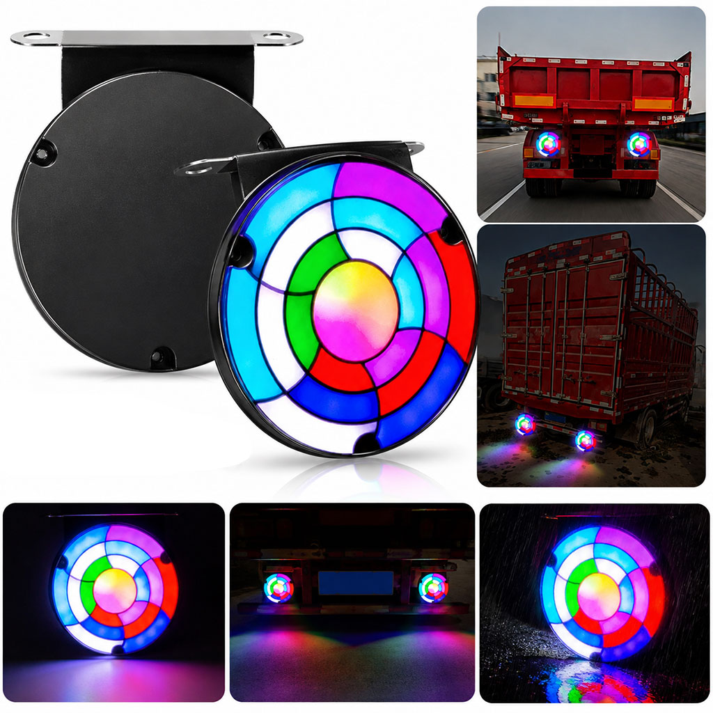 Feux Arrière LED RGB Séquentiels pour Camion 12V/24V 2 pcs Rainbow - مصابيح خلفية تحذيرية للشاحنات ملونة (قطعتين) 2