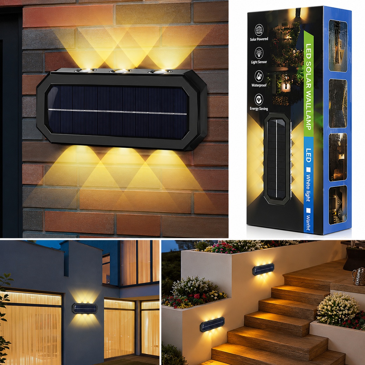 Lampe Solaire Murale 8LED avec Détection de Mouvement Auto 1Pcs 2