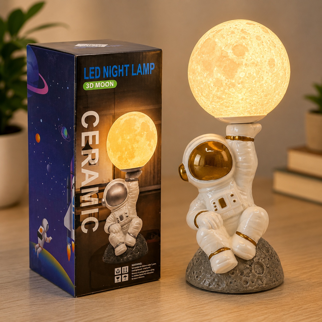 Veilleuse Astronaute et Lampe de Table en Céramique 2