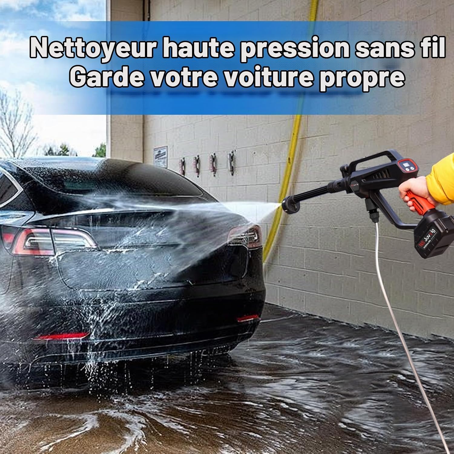 Nettoyeur Haute Pression Sans Fil à Batterie Pression 60 Bar Buse 6en1 - جهاز تنظيف بالضغط العالٍ لاسلكي بالبطارية مع فوهة رش 6في1 8