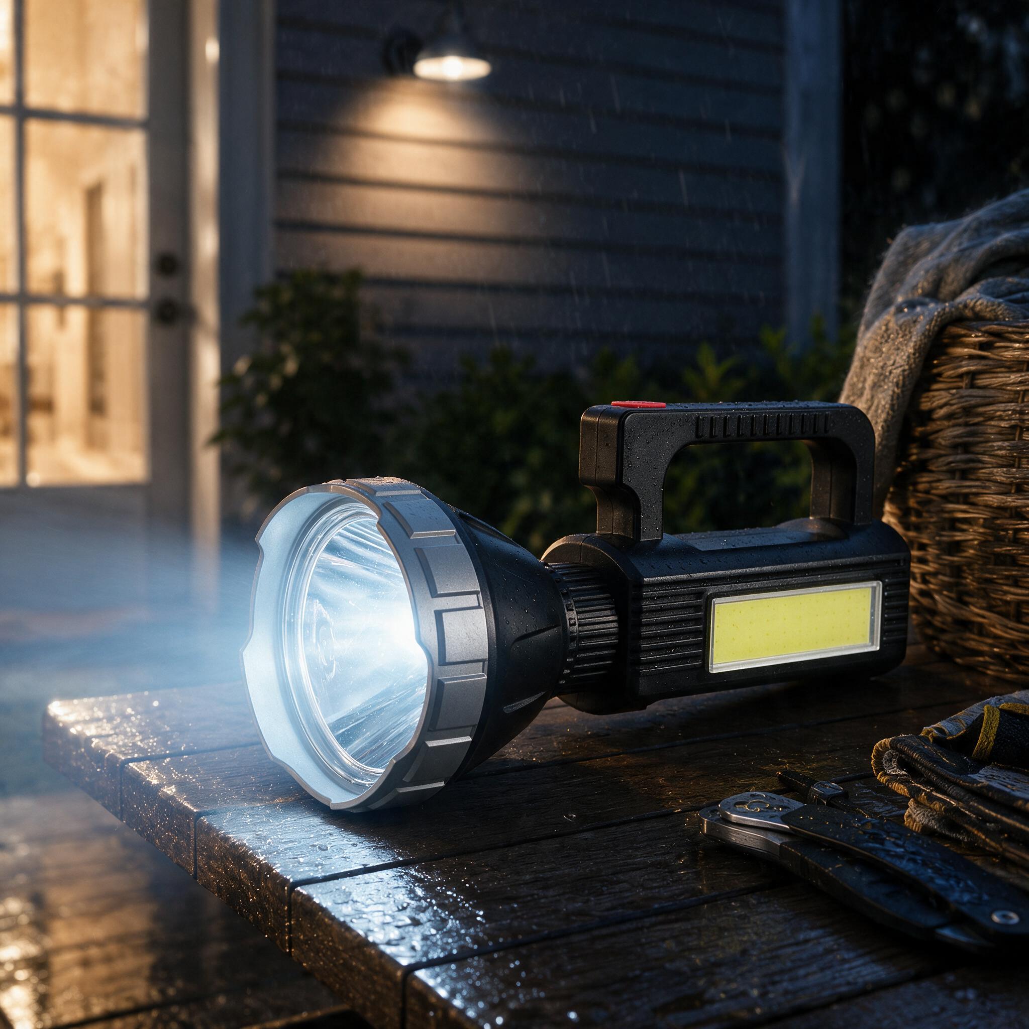 Projecteur LED Rechargeable Multifonction MM-7788 Panneau Solaire, Powerbank et Trépied - مصباح كشاف يدوي متعدد الوظائف مع شحن بالطاقة الشمسية وبنك طاقة - 5