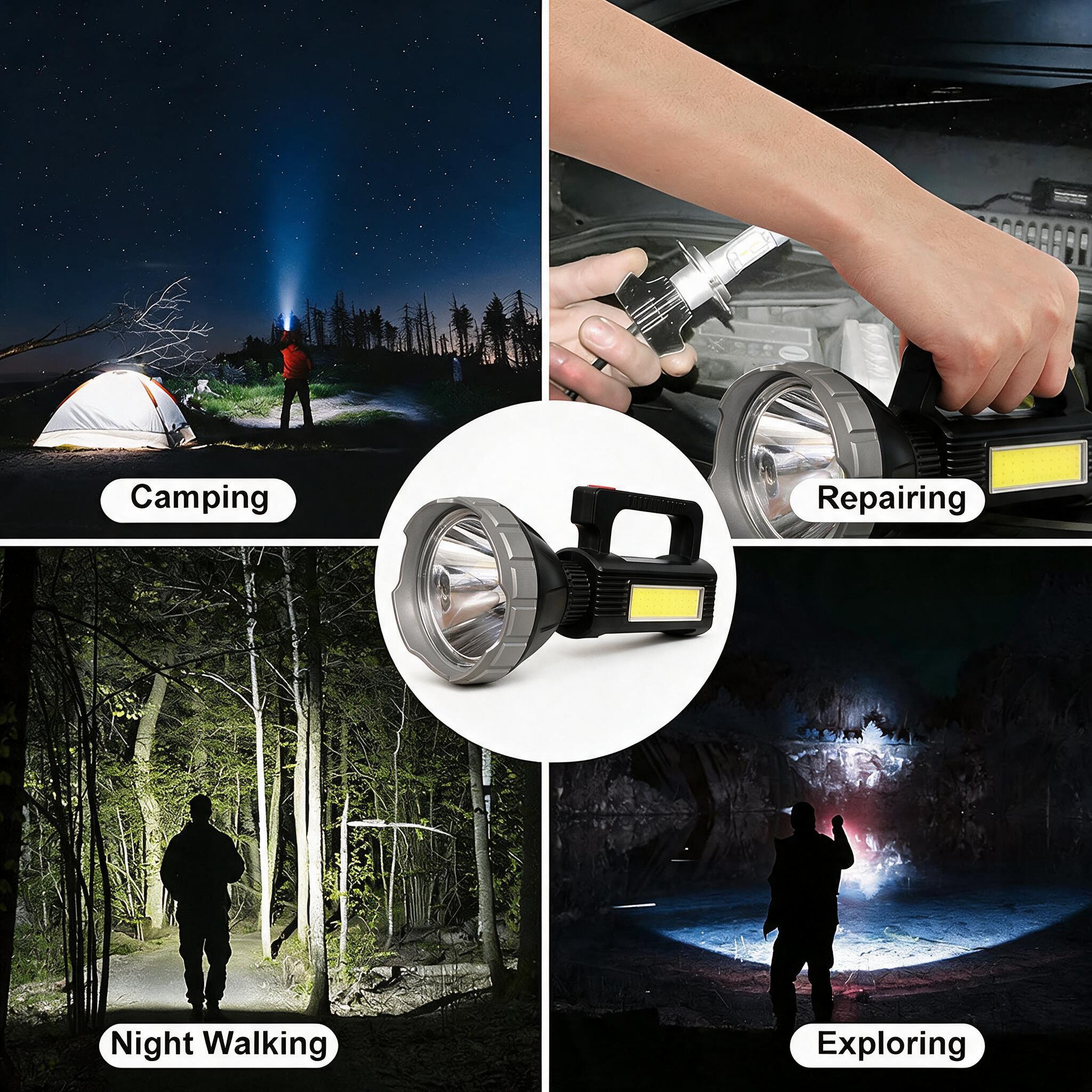 Projecteur LED Rechargeable Multifonction MM-7788 Panneau Solaire, Powerbank et Trépied - مصباح كشاف يدوي متعدد الوظائف مع شحن بالطاقة الشمسية وبنك طاقة - 6