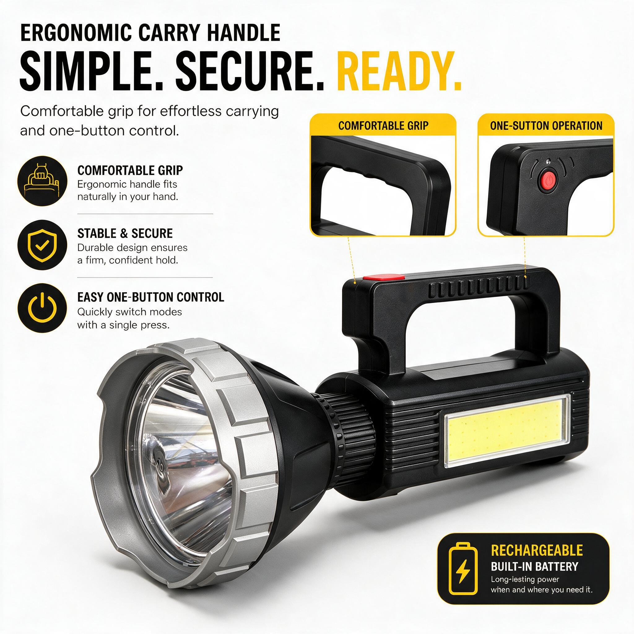 Projecteur LED Rechargeable Multifonction MM-7788 Panneau Solaire, Powerbank et Trépied - مصباح كشاف يدوي متعدد الوظائف مع شحن بالطاقة الشمسية وبنك طاقة - 8