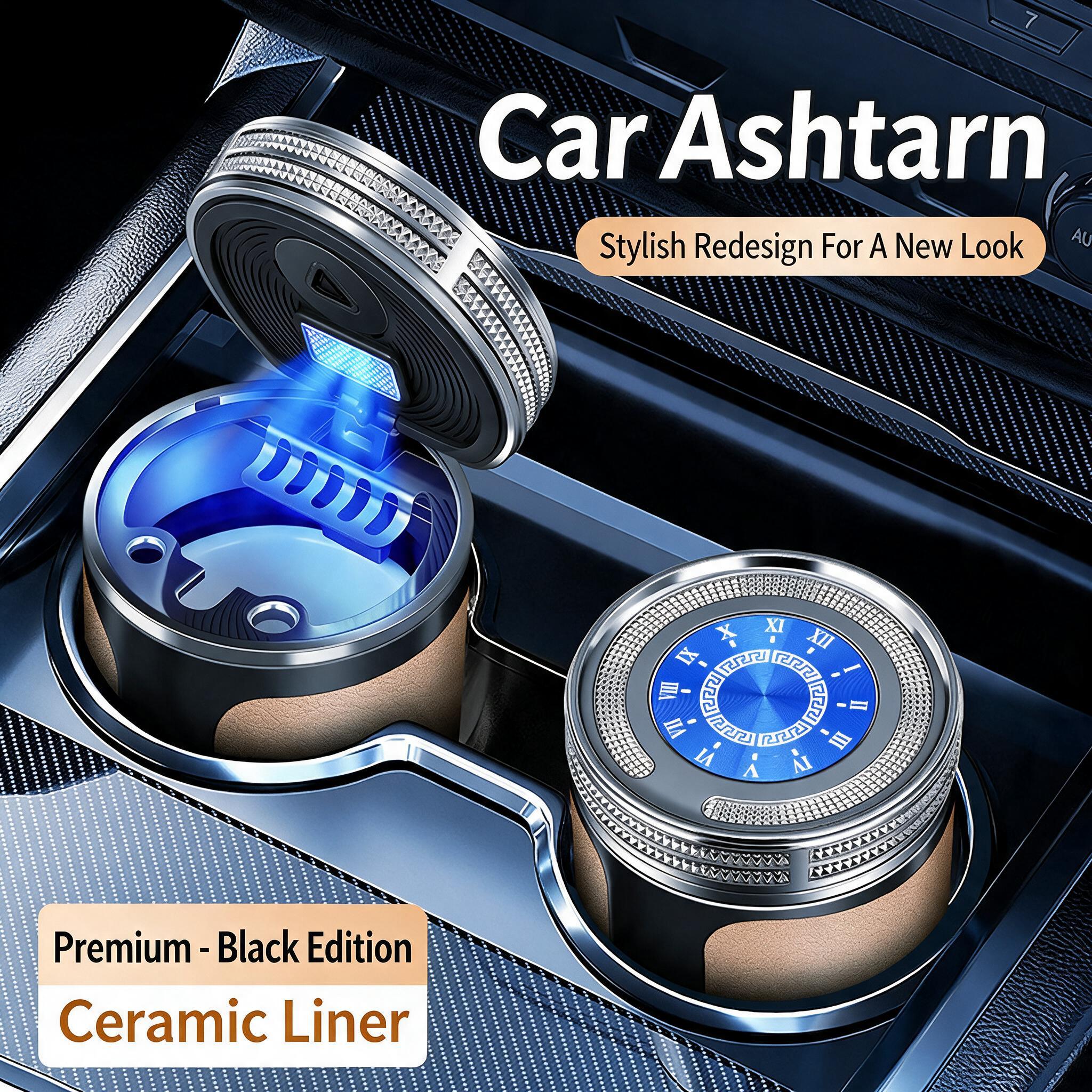 Cen-drier de Voiture de Luxe avec Doublure en Céramique et Lumière LED - منفضة سج-ائر فاخرة للسيارة ببطانة سيراميك وإضاءة - 8