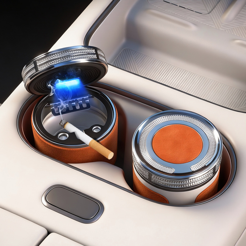 Cen-drier de Voiture de Luxe avec Doublure en Céramique et Lumière LED - منفضة سج-ائر فاخرة للسيارة ببطانة سيراميك وإضاءة - 7
