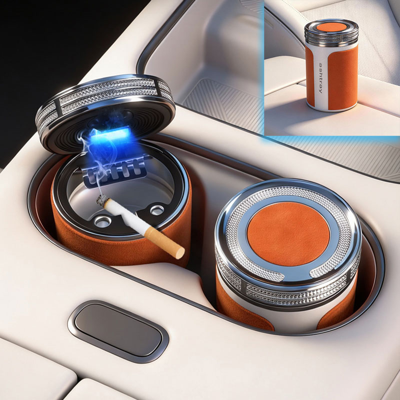 Cen-drier de Voiture de Luxe avec Doublure en Céramique et Lumière LED - منفضة سج-ائر فاخرة للسيارة ببطانة سيراميك وإضاءة 2