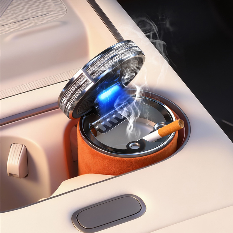 Cen-drier de Voiture de Luxe avec Doublure en Céramique et Lumière LED - منفضة سج-ائر فاخرة للسيارة ببطانة سيراميك وإضاءة 8