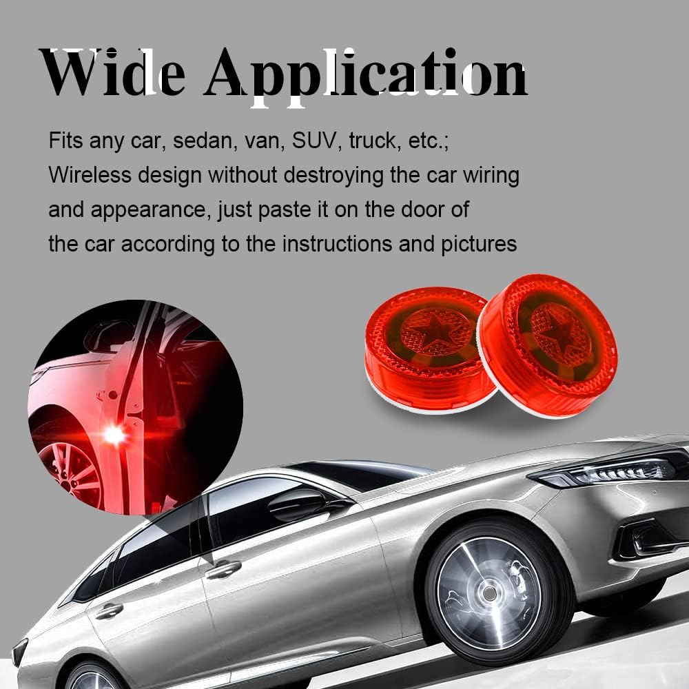 Feux d'Avertissement LED Sans Fil pour Portes de Voiture Capteur Magnétique 4Pcs - مصابيح تحذيرية لاسلكية لأبواب السيارة مضادة للتصادم - 2