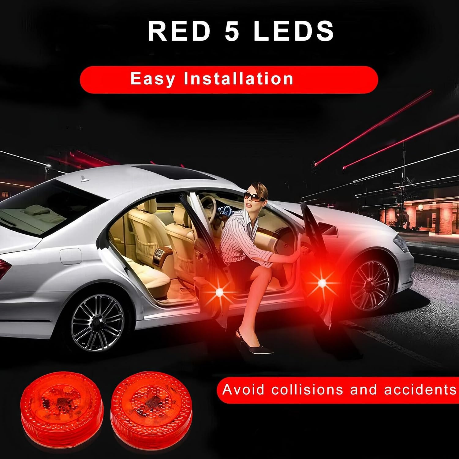Feux d'Avertissement LED Sans Fil pour Portes de Voiture Capteur Magnétique 4Pcs - مصابيح تحذيرية لاسلكية لأبواب السيارة مضادة للتصادم 13