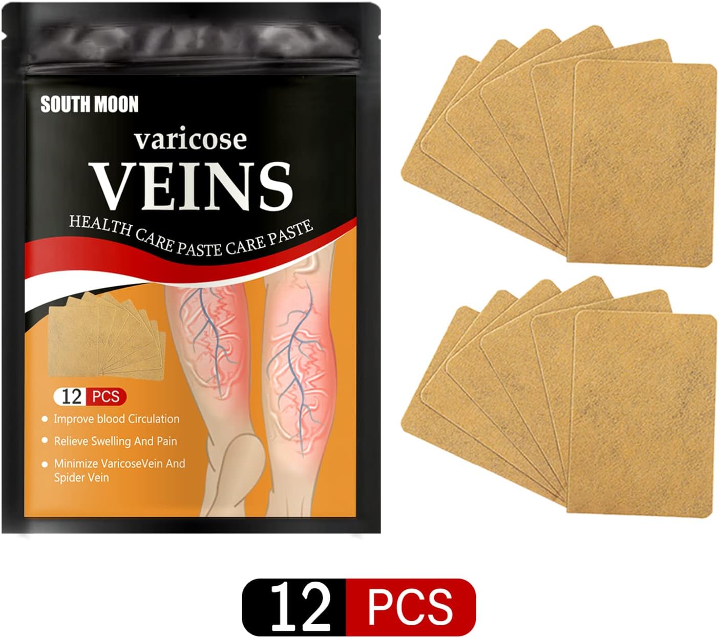 Patchs Herbales Anti-Varices Soulagement Douleur, Amélioration Circulation 12Pcs - لاصقات الأعشاب الطبيعية لعلاج الدوالي والدورة الدموية - 5