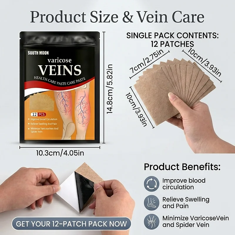 Patchs Herbales Anti-Varices Soulagement Douleur, Amélioration Circulation 12Pcs - لاصقات الأعشاب الطبيعية لعلاج الدوالي والدورة الدموية - 8