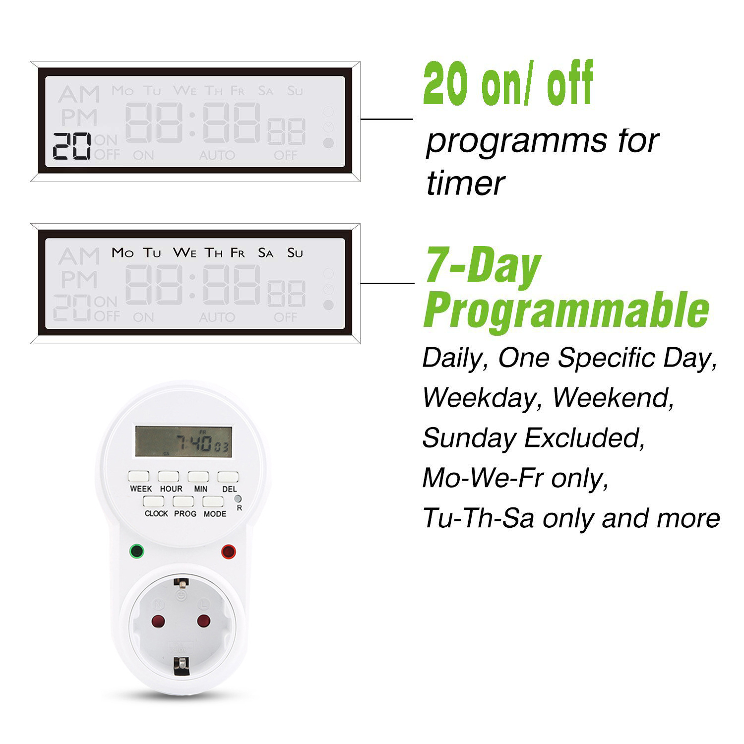 Prise Programmable Digitale pour Minuterie Électronique Écran LCD 16A 3680W - مقبس مؤقت رقمي ذكي للتحكم التلقائي بالأجهزة 2
