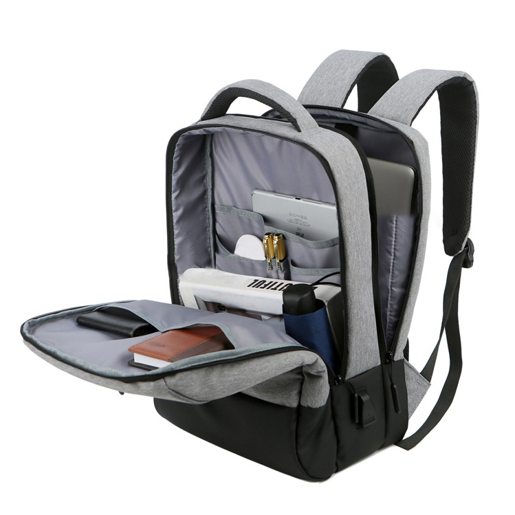 Sac à Dos Ordinateur Portable Multifonctionnel avec Port de Charge USB Grand Volume SACHM07GR - حقيبة ظهر متعددة الاستخدامات للكمبيوتر المحمول والعمل مع منفذ شحن 7