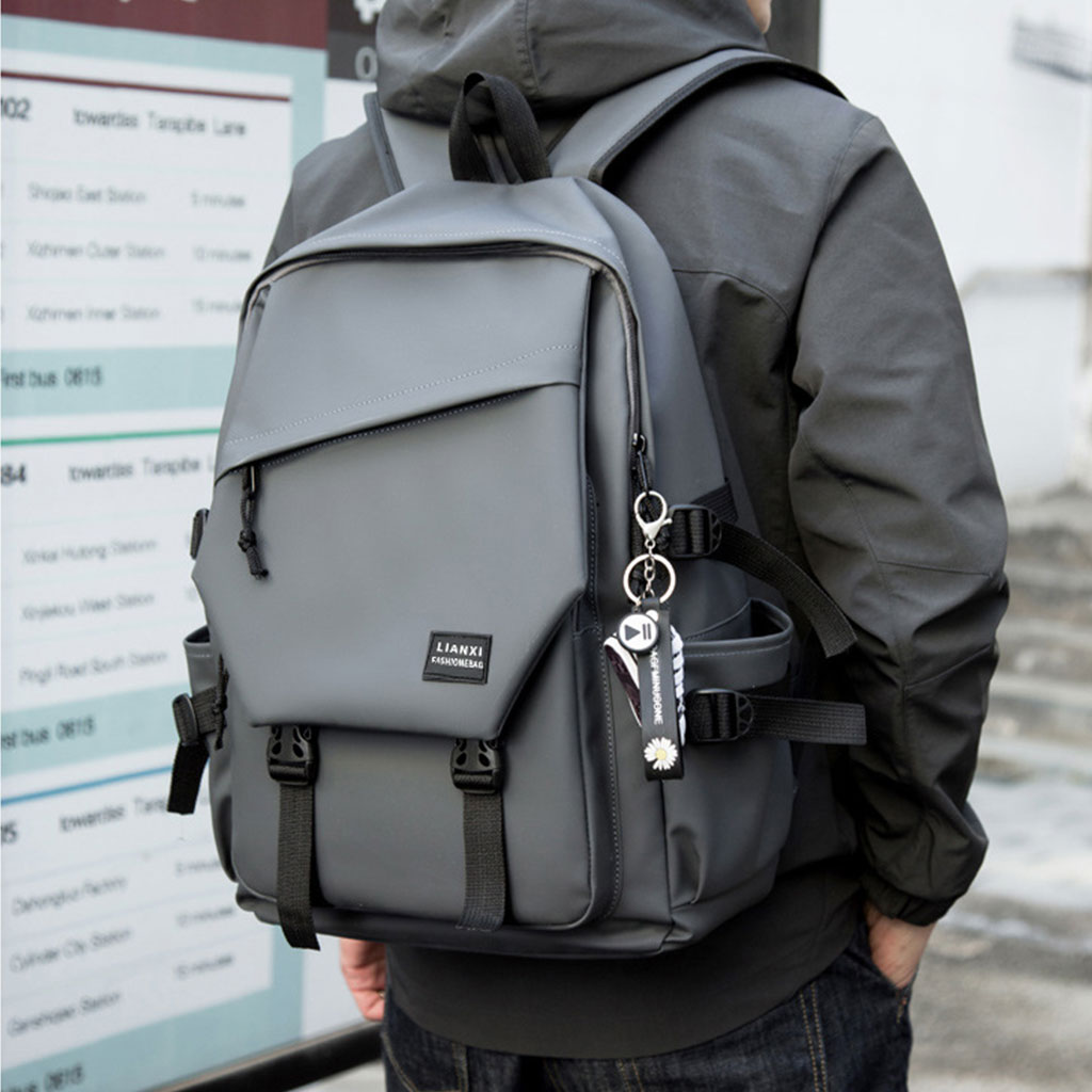 Sac à dos Tendance Pour Hommes en tissu Imperméable léger et respirant grande capacité SACHM08GR - حقيبة ظهر لحفظ الكمبيوتر المحمول والأعمال بتصميم عصري ومريح