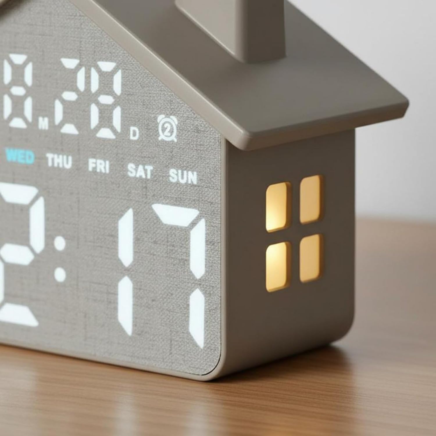 Horloge Réveil Numérique LED en Forme de Maison Double Alarme Veilleuse Douce GH8063 - ساعة منبه رقمية بتصميم منزل أنيق مع إضاءة ليلية وشاشة كاملة - 2