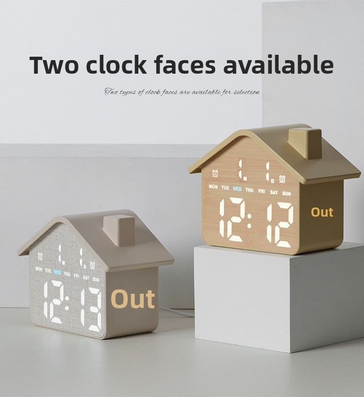 Horloge Réveil Numérique LED en Forme de Maison Double Alarme Veilleuse Douce GH8063 - ساعة منبه رقمية بتصميم منزل أنيق مع إضاءة ليلية وشاشة كاملة - 10