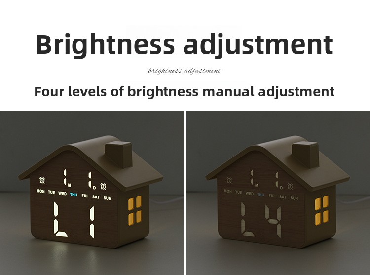 Horloge Réveil Numérique LED en Forme de Maison Double Alarme Veilleuse Douce GH8063 - ساعة منبه رقمية بتصميم منزل أنيق مع إضاءة ليلية وشاشة كاملة 15